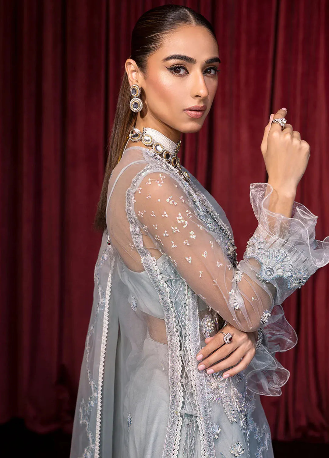 Embroidered Net 3 Piece Suit