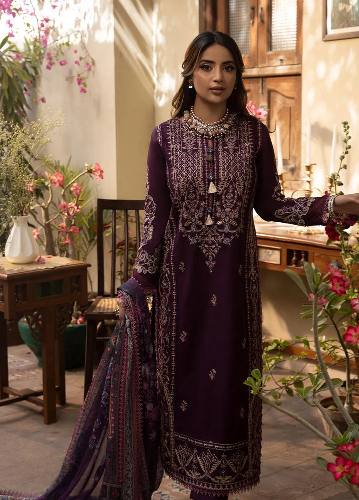 Zarq Barq By Asim Jofa Embroidered Cambric Unstitched Suit 3 Piece AJ23ZB AJZB-02 - Eid Collection
