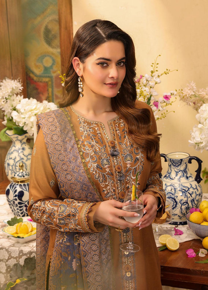 Zarq Barq By Asim Jofa Embroidered Cambric Suits Unstitched 3 Piece AJ23ZB AJZB-05 - Eid Collection