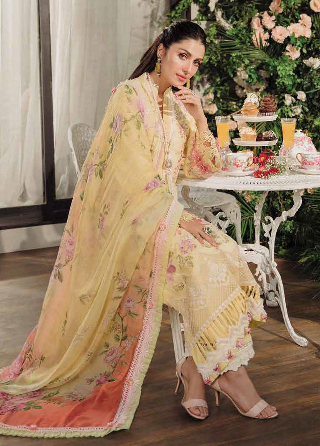 Zarqash Embroidered Lawn Suits Unstitched 3 Piece ZRQ23LL ZQL-009 Rosella - Luxury Collection