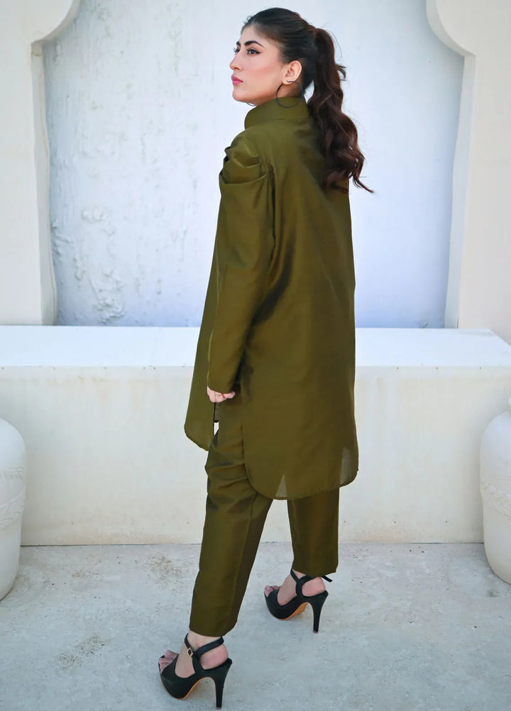 Zauk Women RTW Solids Khaadi Cotton 2 Piece Suit ZK26RC Moss Green W-B-3 - Casual Collection