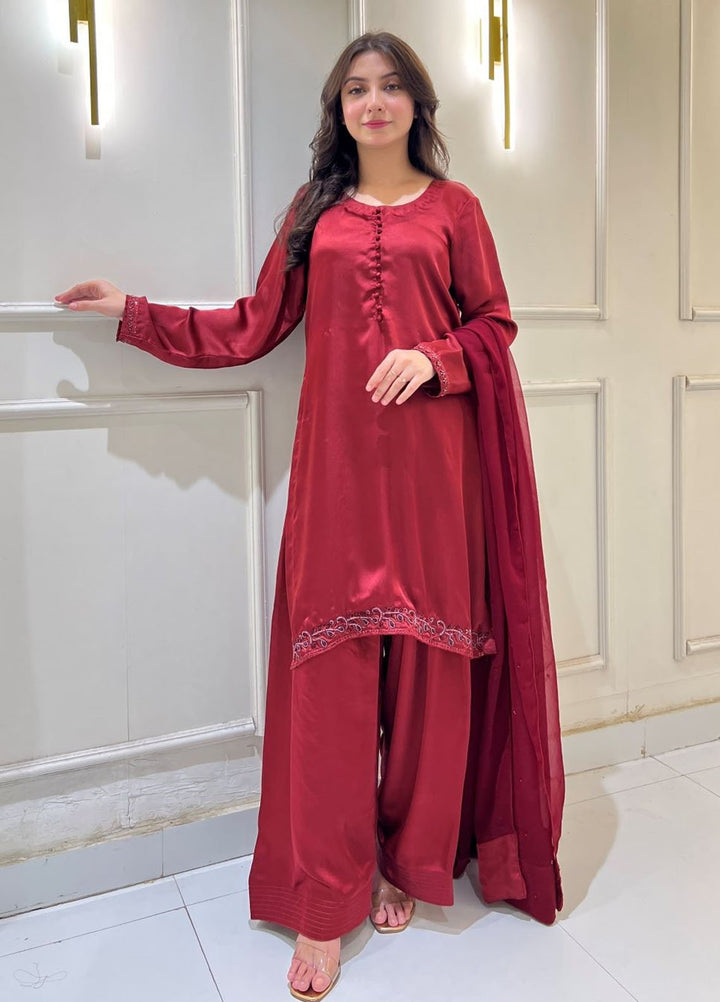 Zeb Pret Embroidered dull silk 3 Piece Suit Suroor