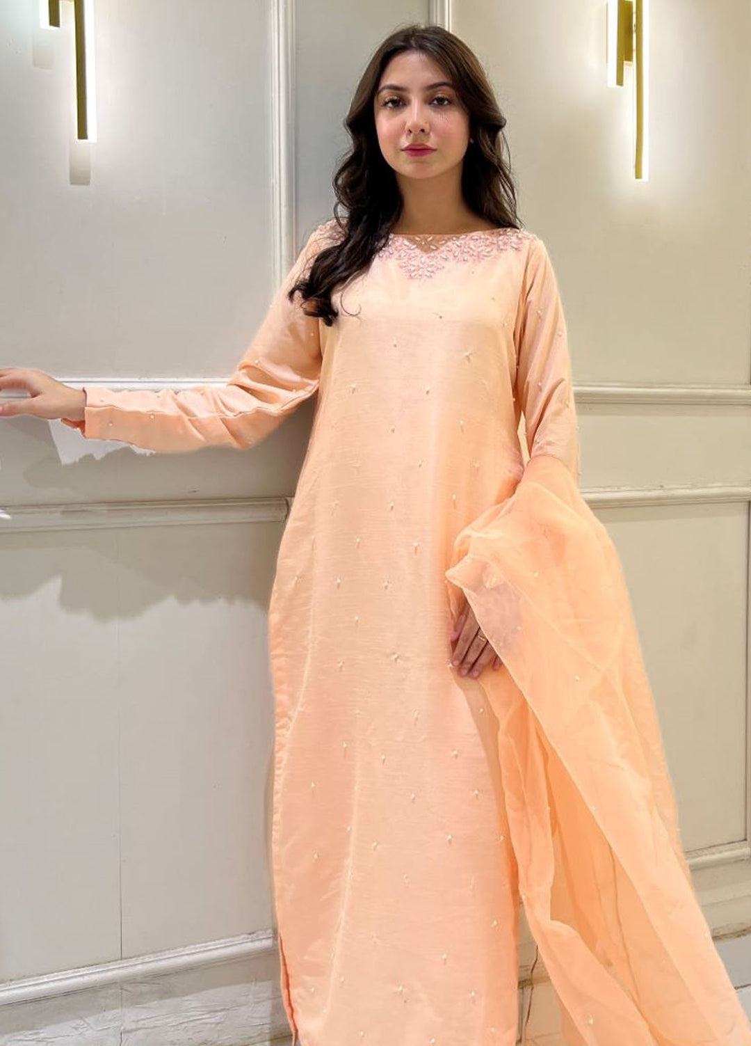 Zeb Pret Embroidered Raw Silk 3 Piece Suit Mah-e-gul