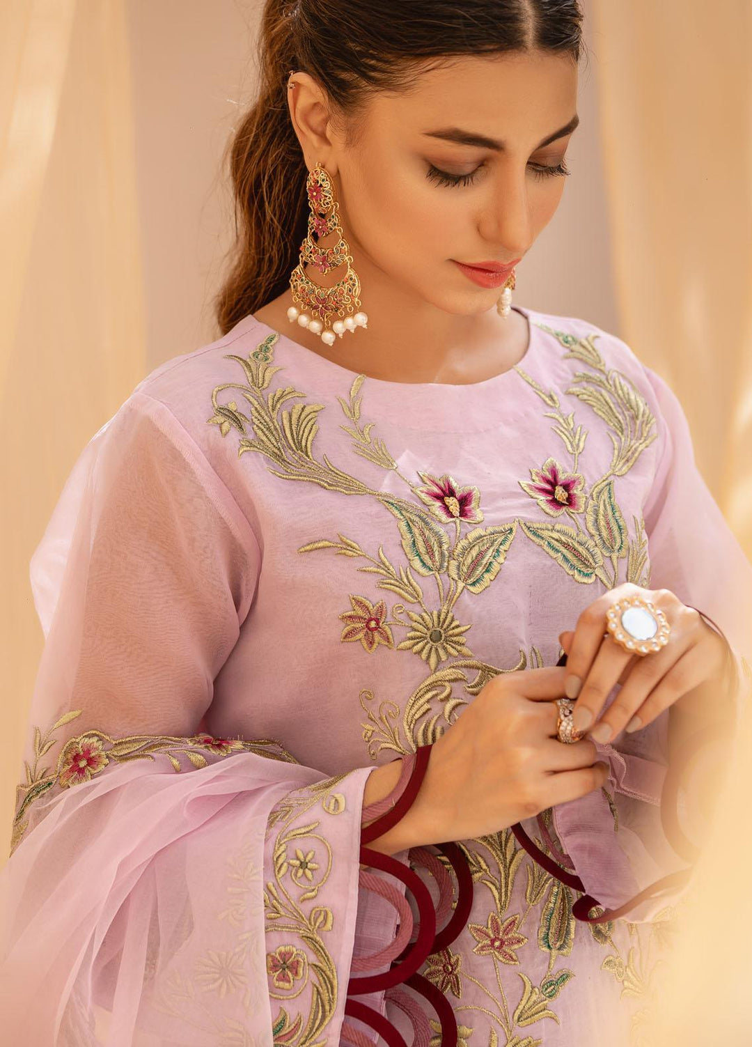Zebaqi Ready to Wear  Organza 3 Piece Suit Shul-e-Yaal
