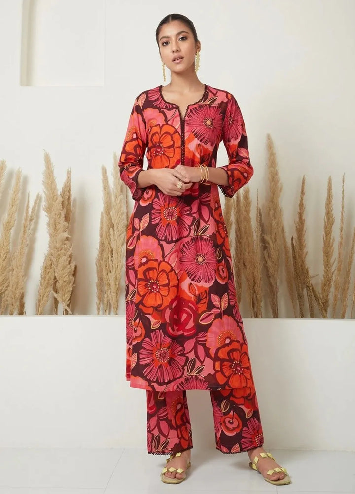 Zeek Store Pret Printed Crepe 2 Piece Suit D025