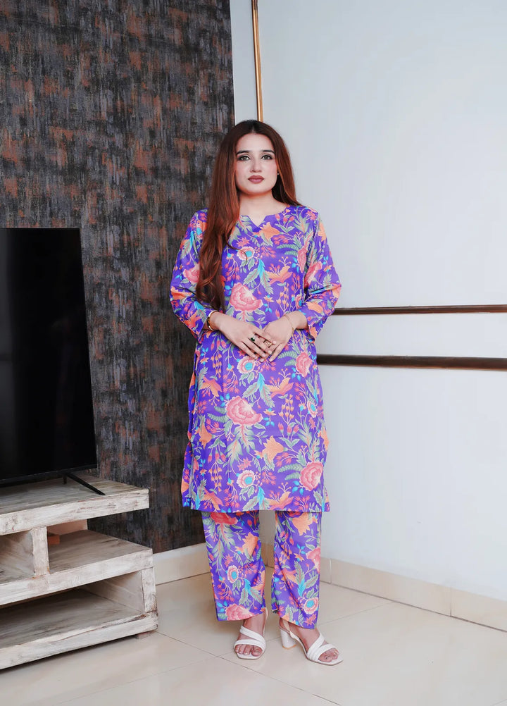 Zeek Store Pret Printed Crepe 2 Piece Suit D036