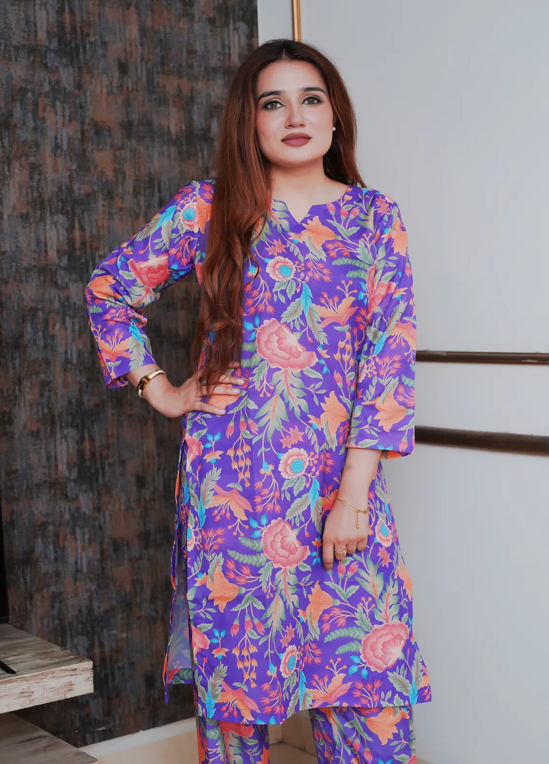 Zeek Store Pret Printed Crepe 2 Piece Suit D036