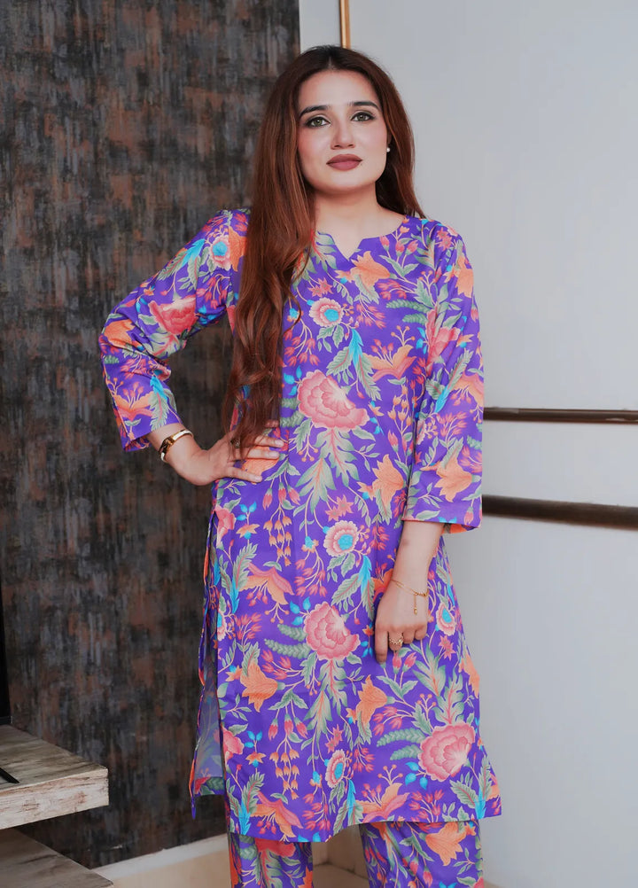 Zeek Store Pret Printed Crepe 2 Piece Suit D036