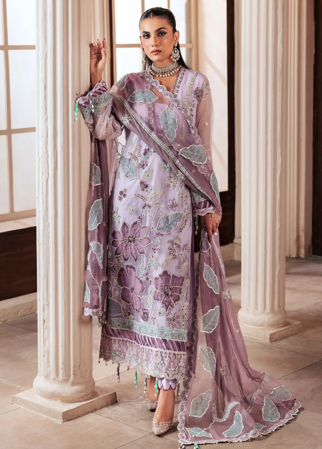 Zeenat by Zebtan Embroidered Organza Suits Unstitched 3 Piece ZBT24Z ZN 02 Noor - Formals Collection