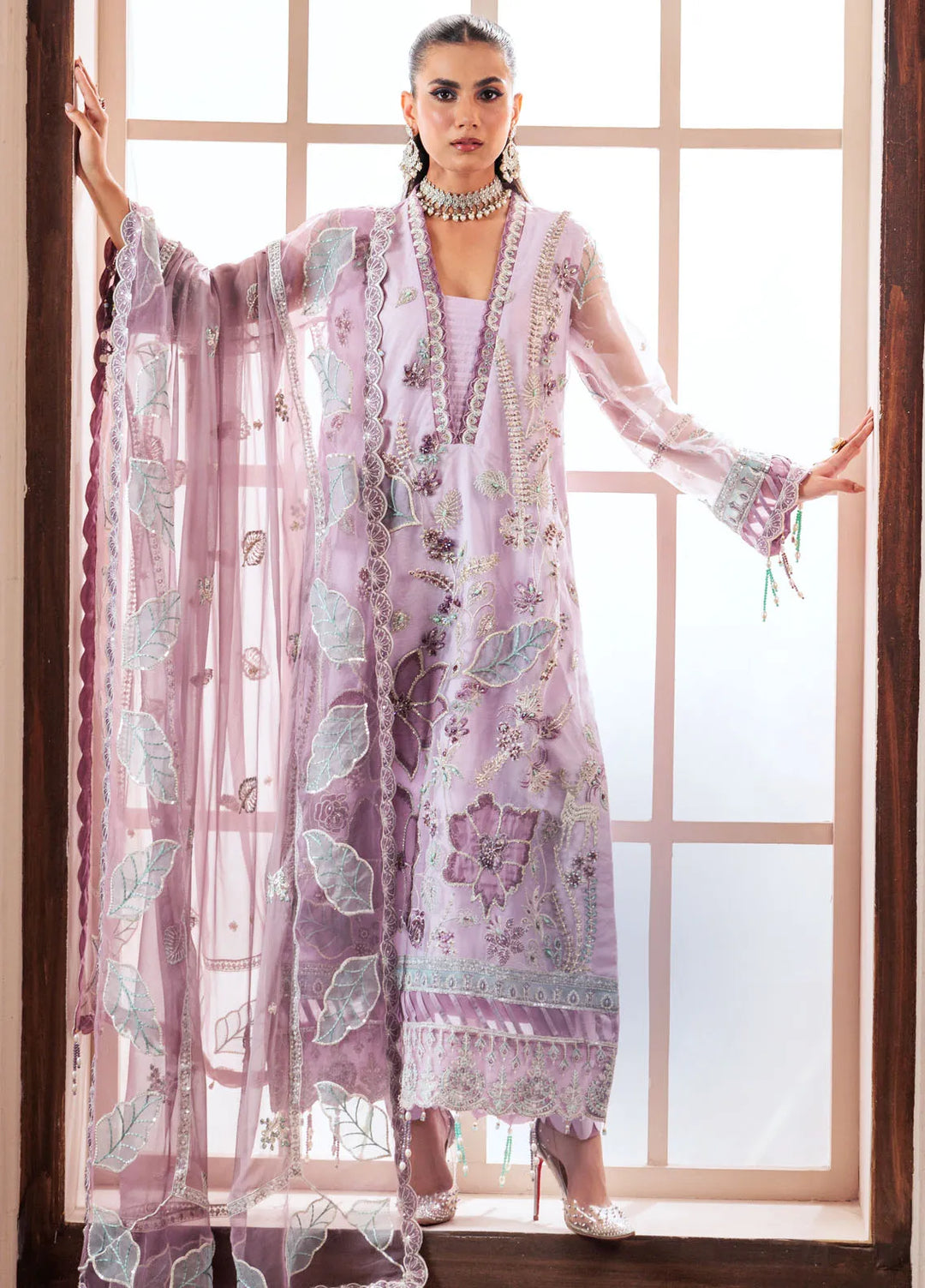 Zeenat by Zebtan Embroidered Organza Suits Unstitched 3 Piece ZBT24Z ZN 02 Noor - Formals Collection