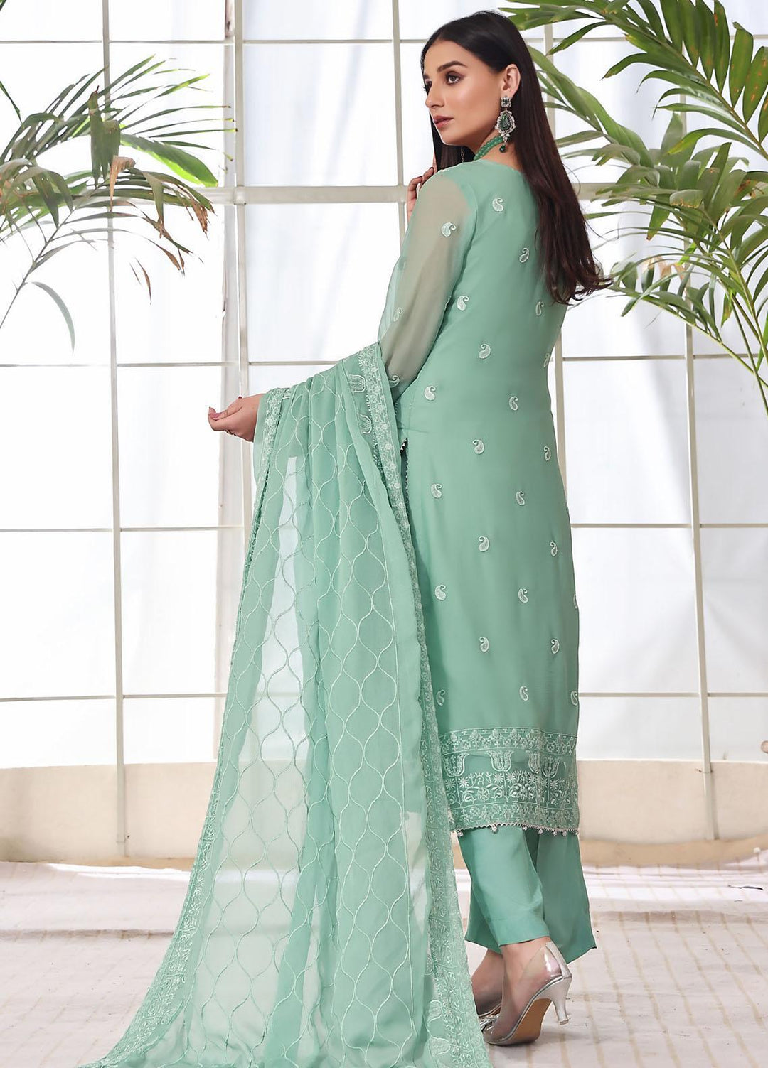 Zenia By Fine Tex Embroidered Chiffon Suits Unstitched 4 Piece FNT23ZC ZC-05 - Festive Collection