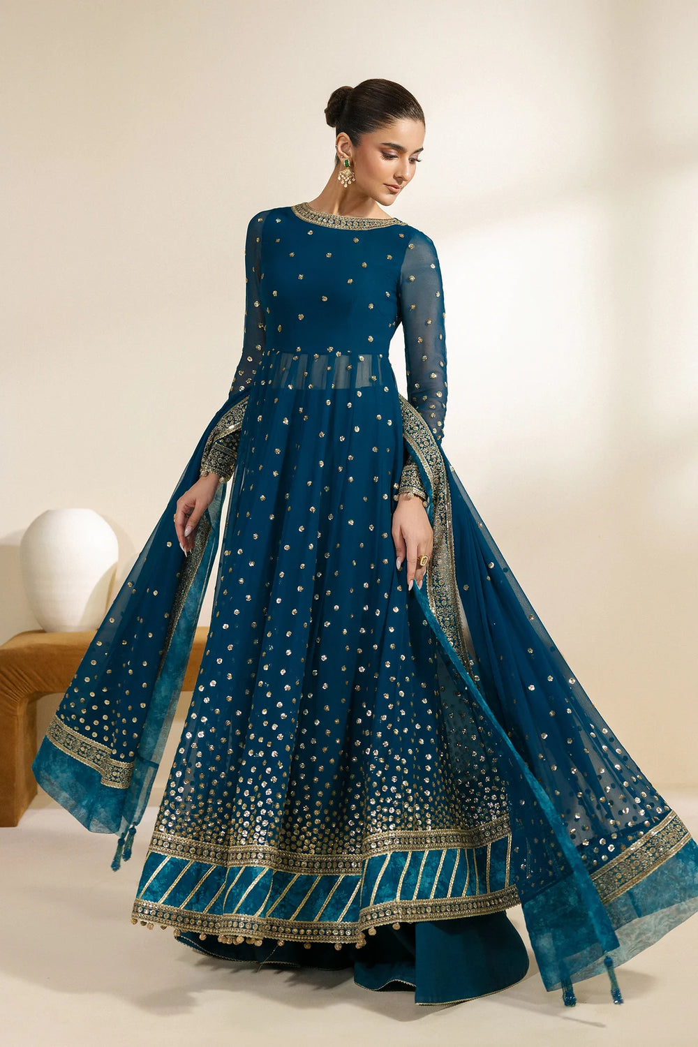 Meraki by Zarif Unstitched Embroidered Chiffon 3 Piece Suit ZR26UCM  ZENIA 08 - Festive Collection