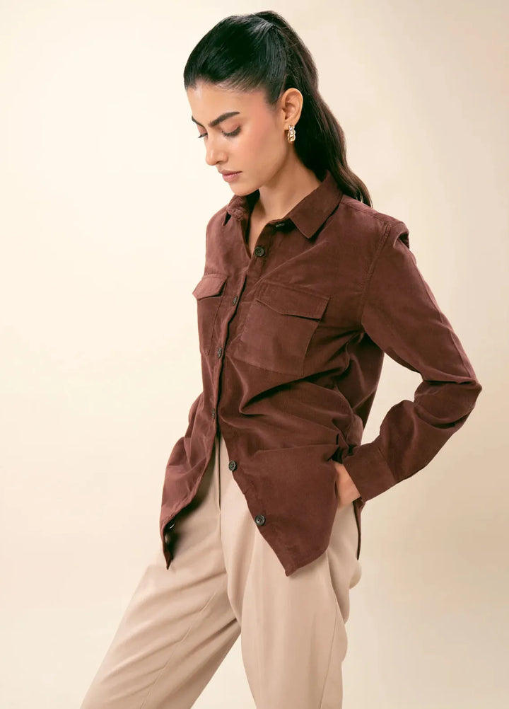 Zenyre Pret Western Top Corduroy 1 Piece Brown Corduroy Casual Shirt