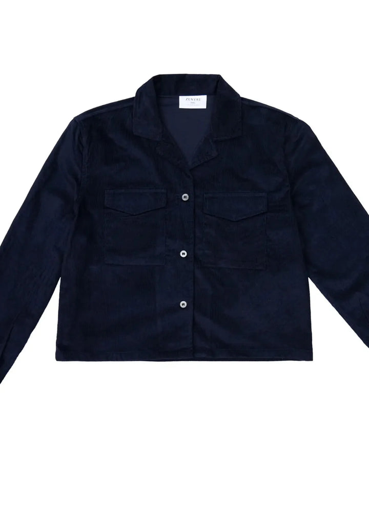 Zenyre Pret Western Top Corduroy 1 Piece Navy Corduroy Revere Cropped Shirt