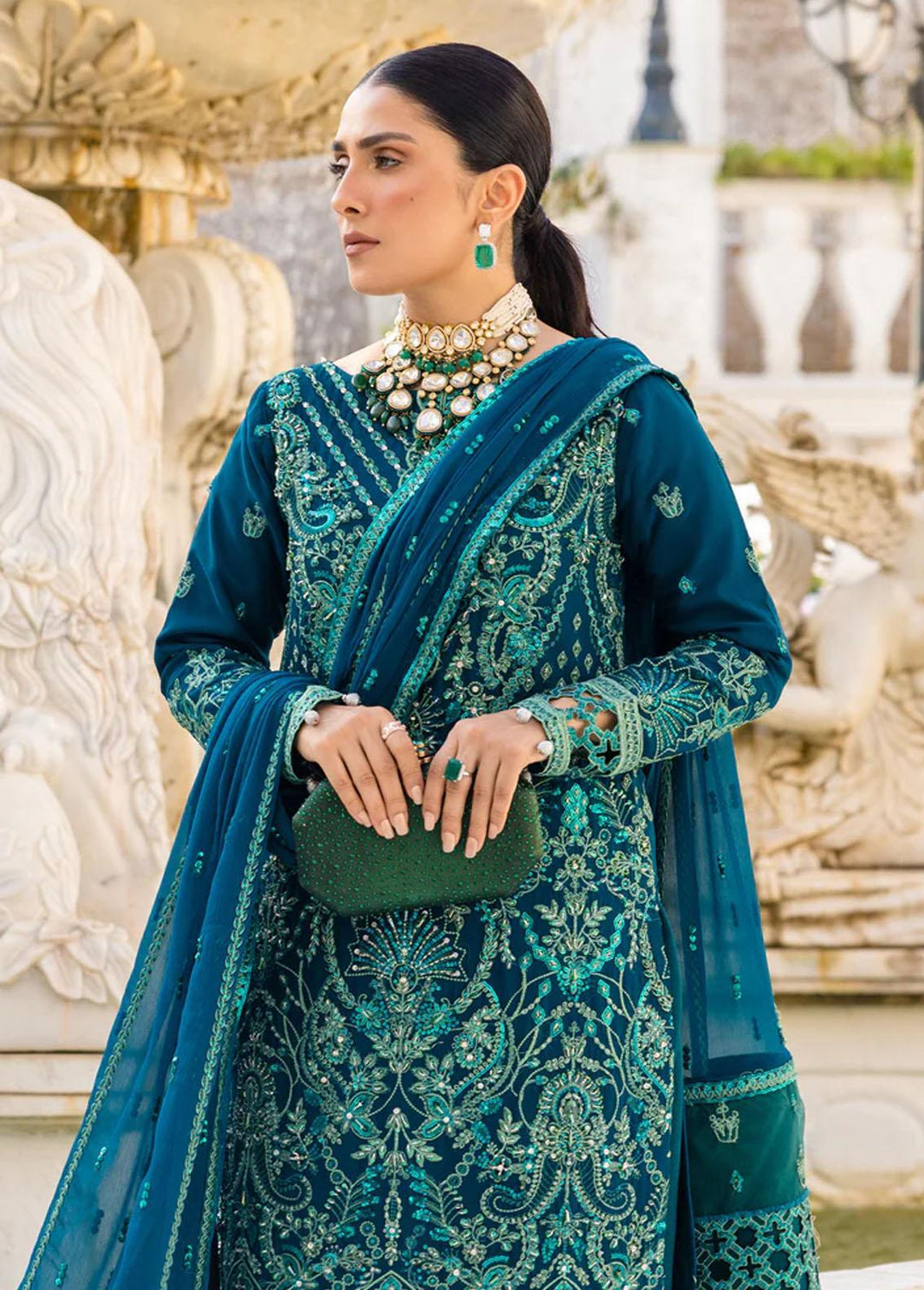 Zimal By Emaan Adeel Embroidered Chiffon Suits Unstitched 3 Piece EA23Z ZM-04 Noori - Luxury Collection