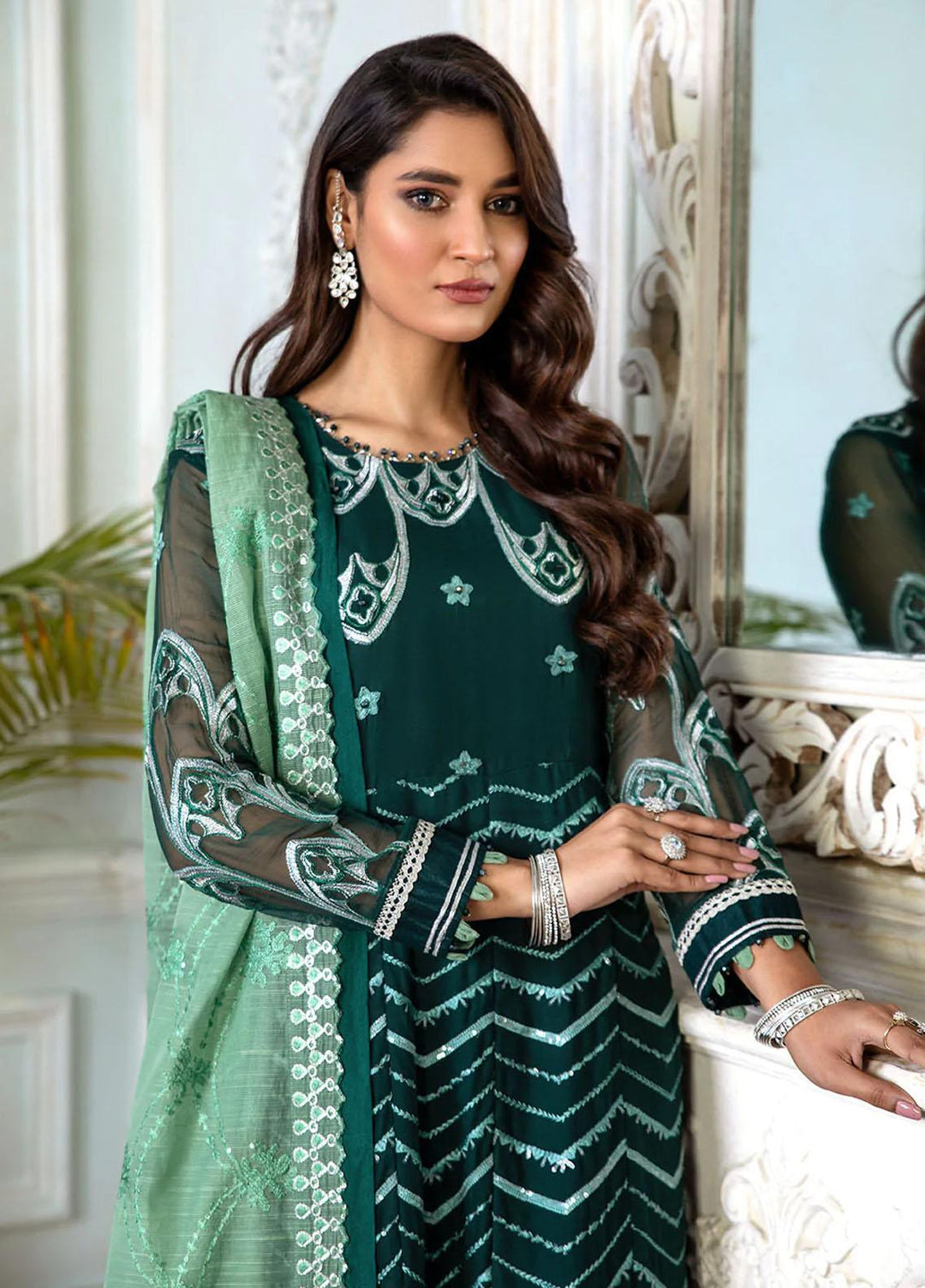 Zinnia by Maleena Embroidered Chiffon Suits Unstitched 3 Piece MLN22ZN Odalia - Festive Collection