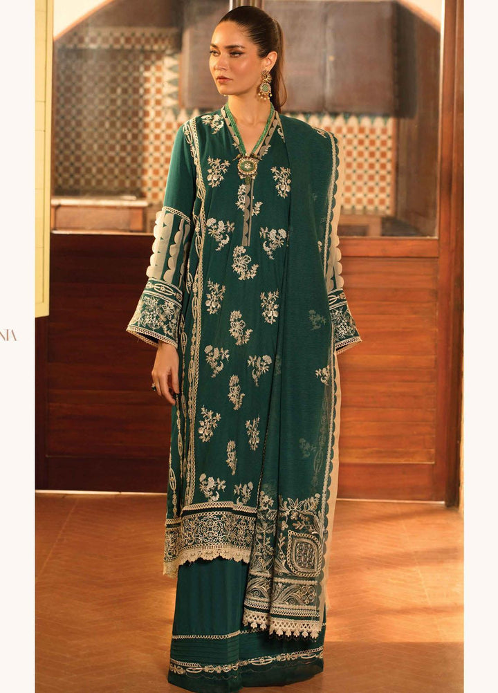 Zinnia by Rang Rasiya Embroidered Dobby Linen Suits Unstitched 3 Piece RR21ZN OCEAN TEAL-06 - Winter Collection