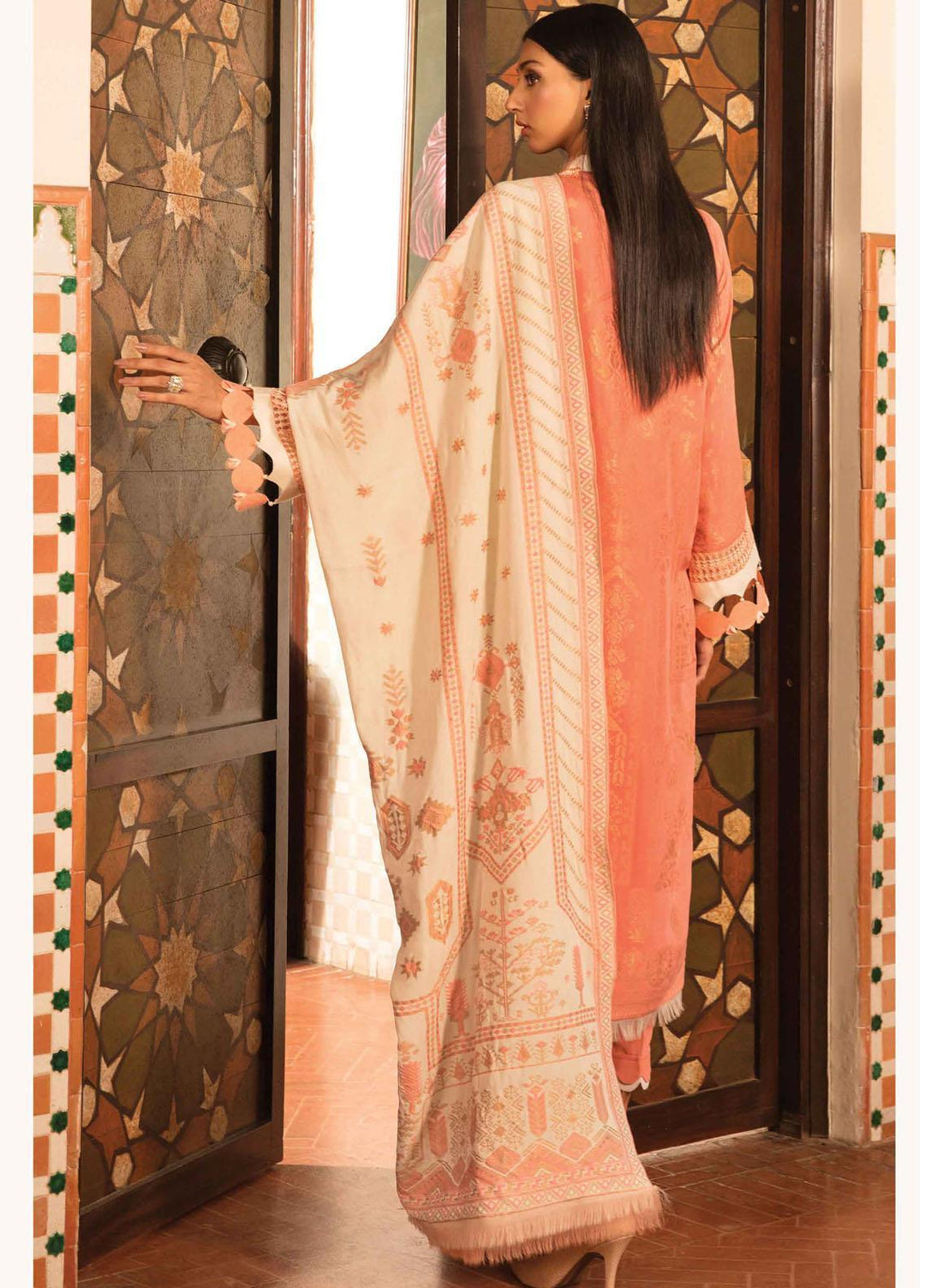 Zinnia by Rang Rasiya Embroidered Linen Suits Unstitched 3 Piece RR21ZN SCARLET-04 - Winter Collection