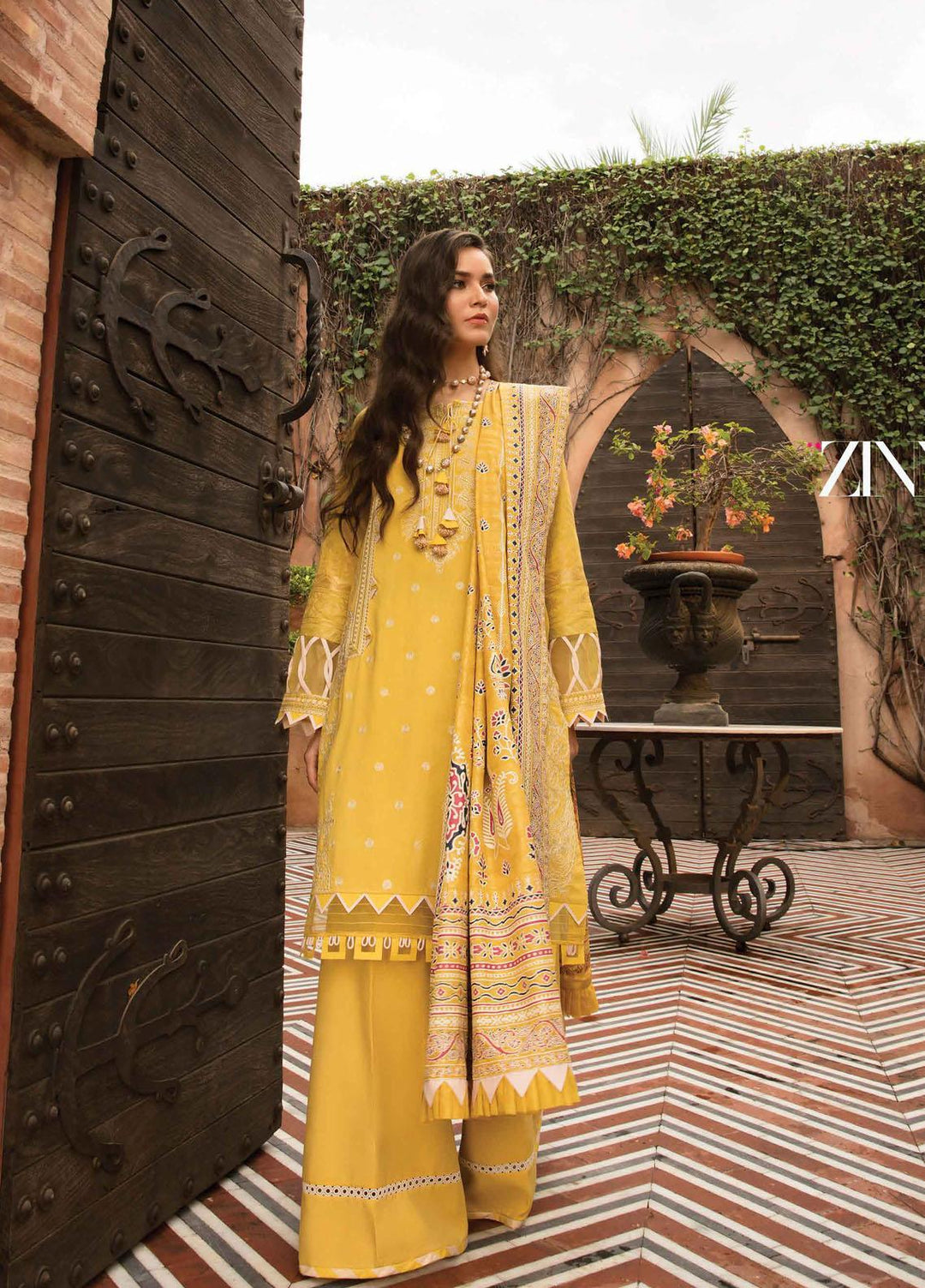 Zinnia by Rang Rasiya Embroidered Linen Suits Unstitched 3 Piece RR21ZN WHIMSICAL-03 - Winter Collection