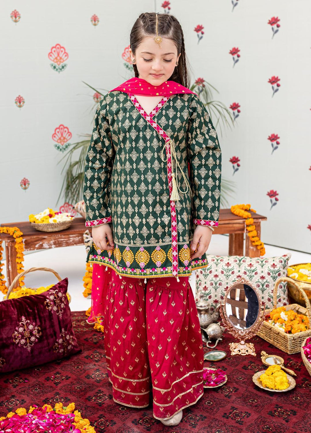 Satrangi Kurta Pajama Ziva Lawn Fancy Girls Piece ZA22CE Satrangi