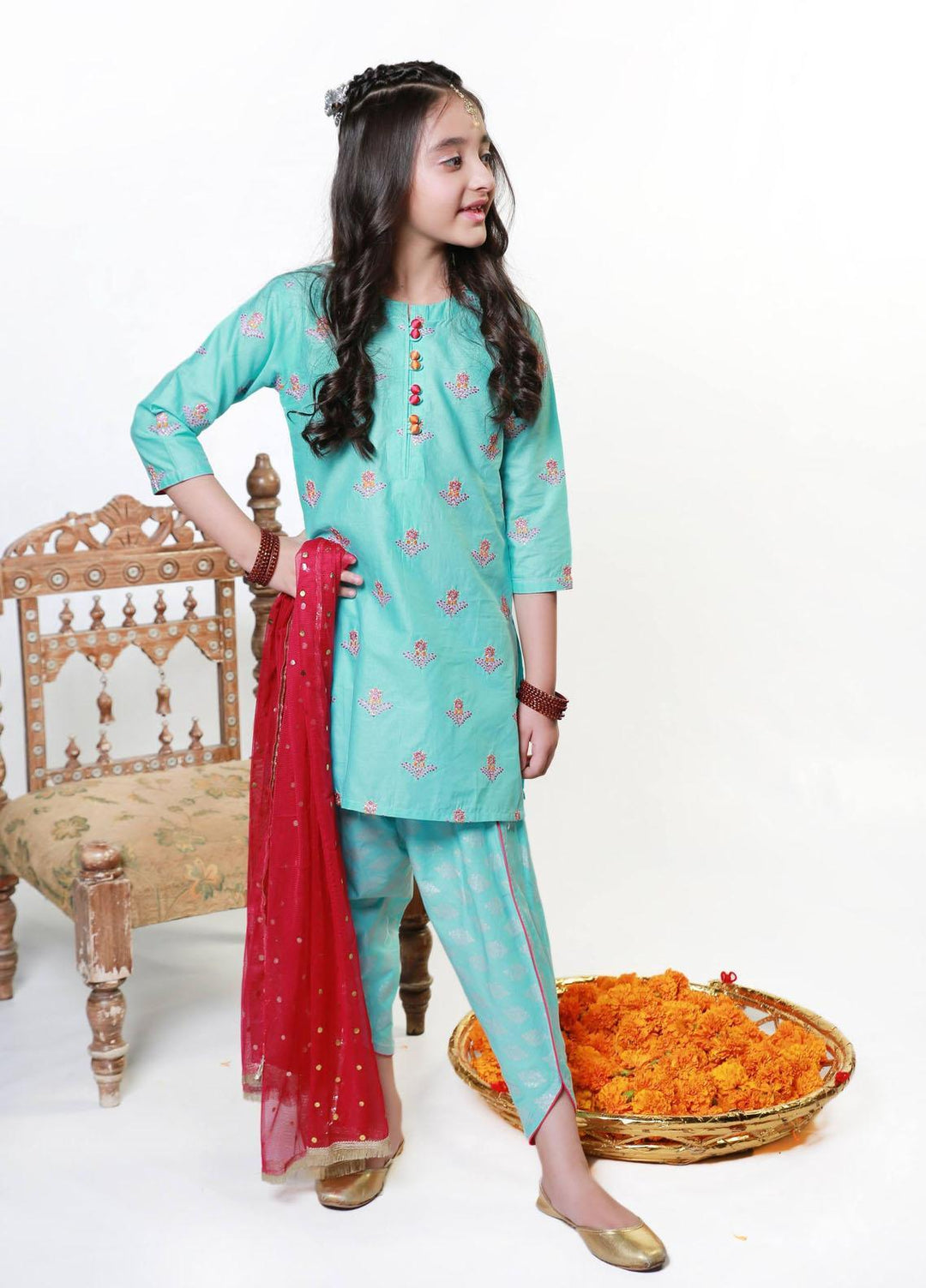 Ziva Pret Embroidered Cotton 3 Piece ZA21G Feroza