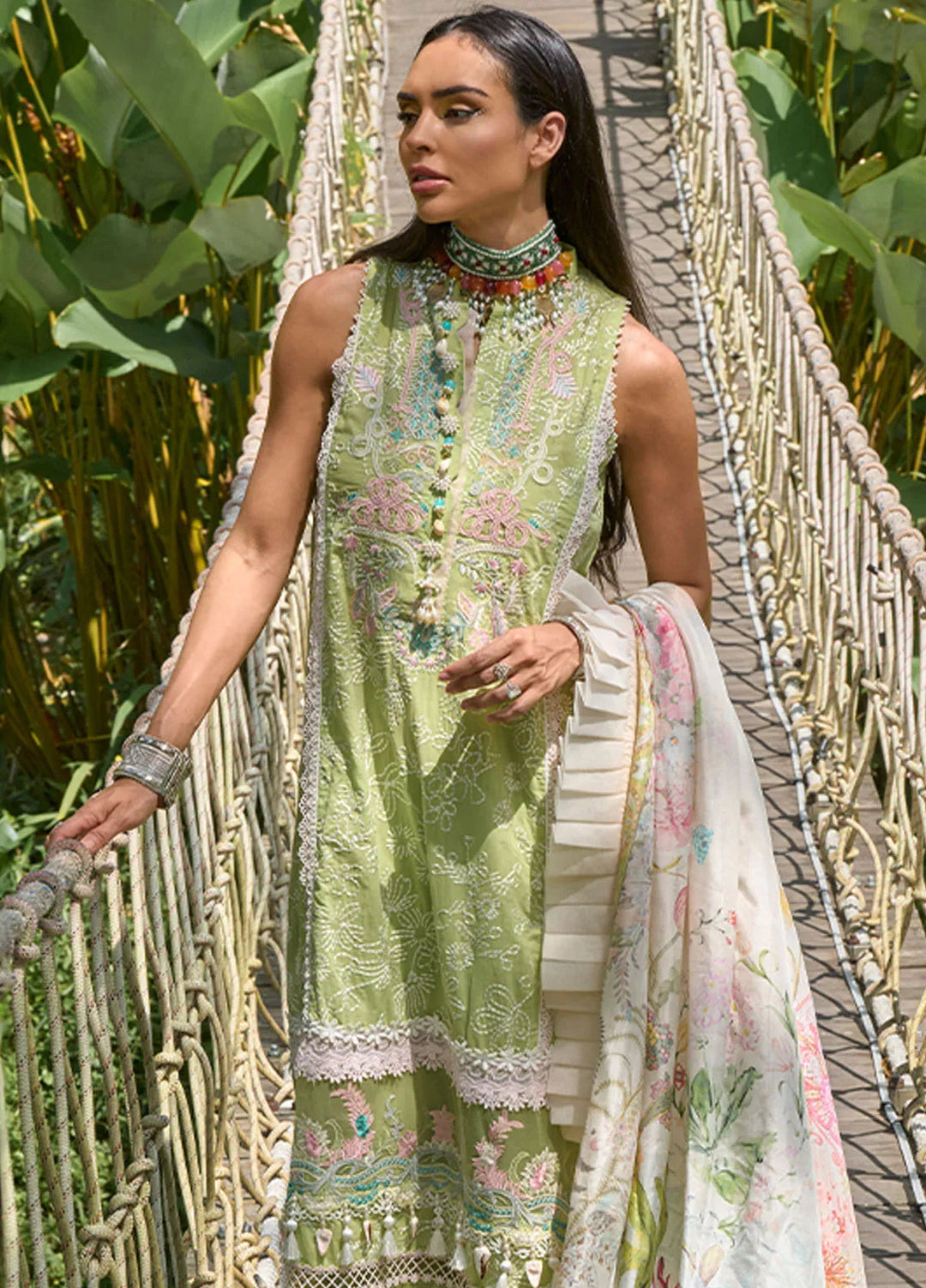 Zoha by Ansab Jahangir Embroidered Lawn Unstitched Suits 3 Piece ANJ24Z D-02 Lotus Pod - Luxury Collection