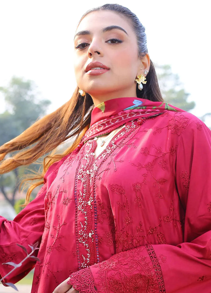 Zyna Embroidered Lawn Suit Unstitched 3 Piece ZYN25L D1-Elira - Summer Collection