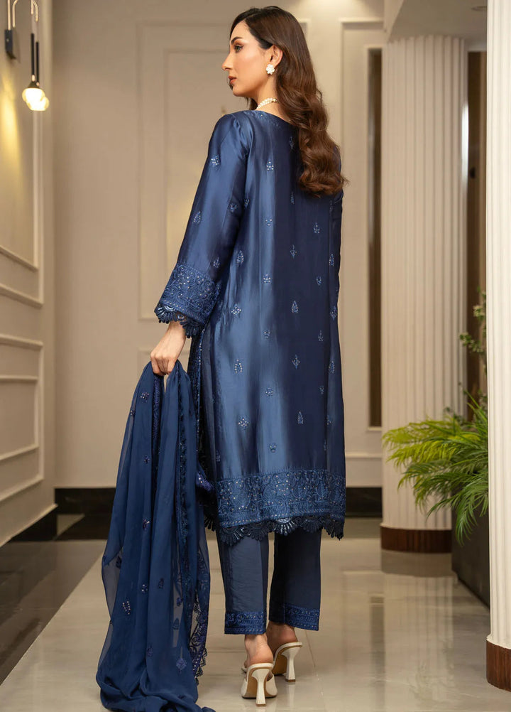 Zouj Embroidered Silk Suits Unstitched 3 Piece ZJ24LS ZSS-03 Aqua Breeze - Fall Collection