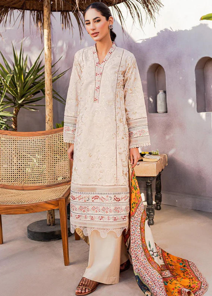 Zoya & Fatima Embroidered Lawn Suits Unstitched 3 Piece ZOF23L ZF-01 Irha - Luxury Collection