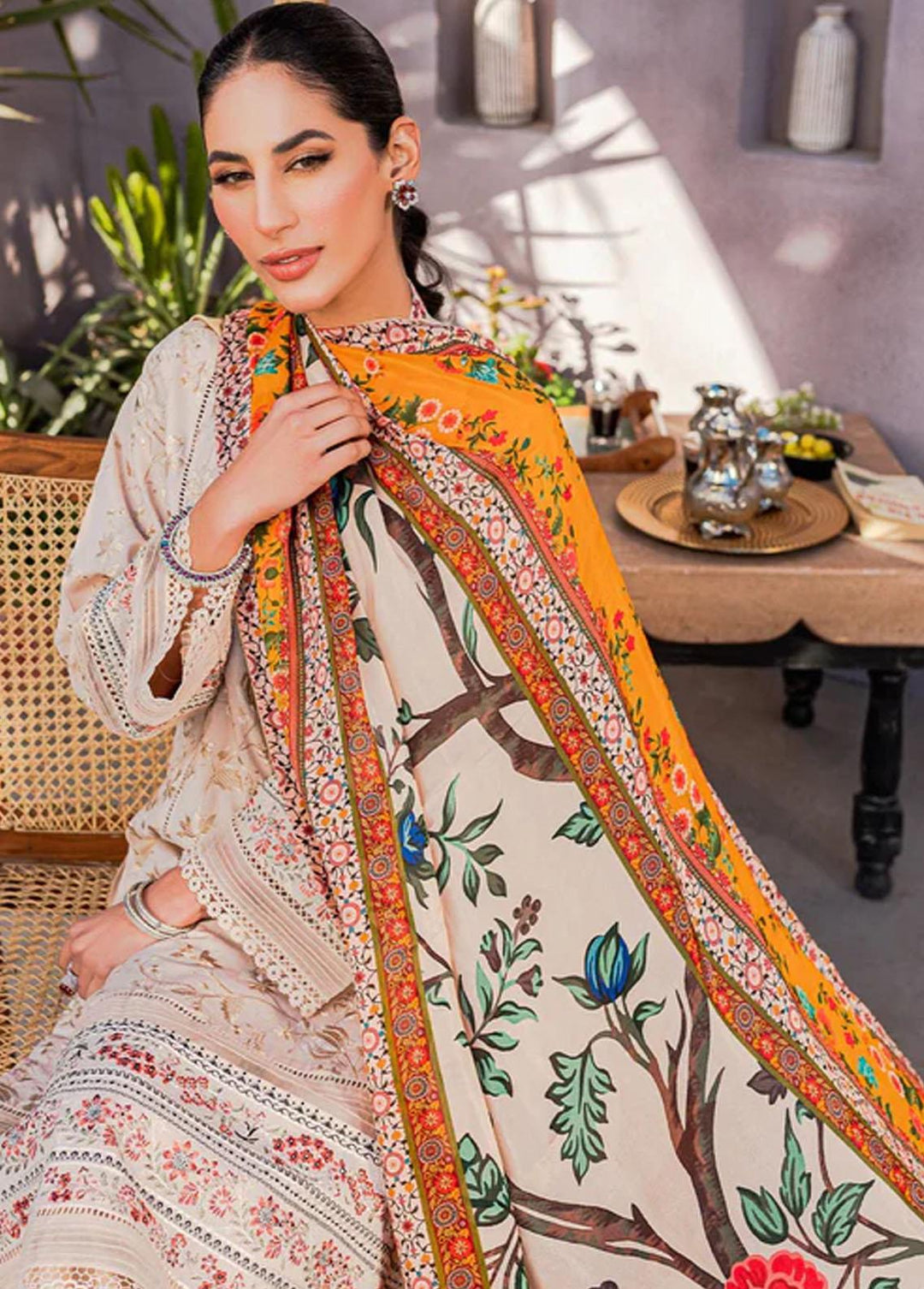 Zoya & Fatima Embroidered Lawn Suits Unstitched 3 Piece ZOF23L ZF-01 Irha - Luxury Collection