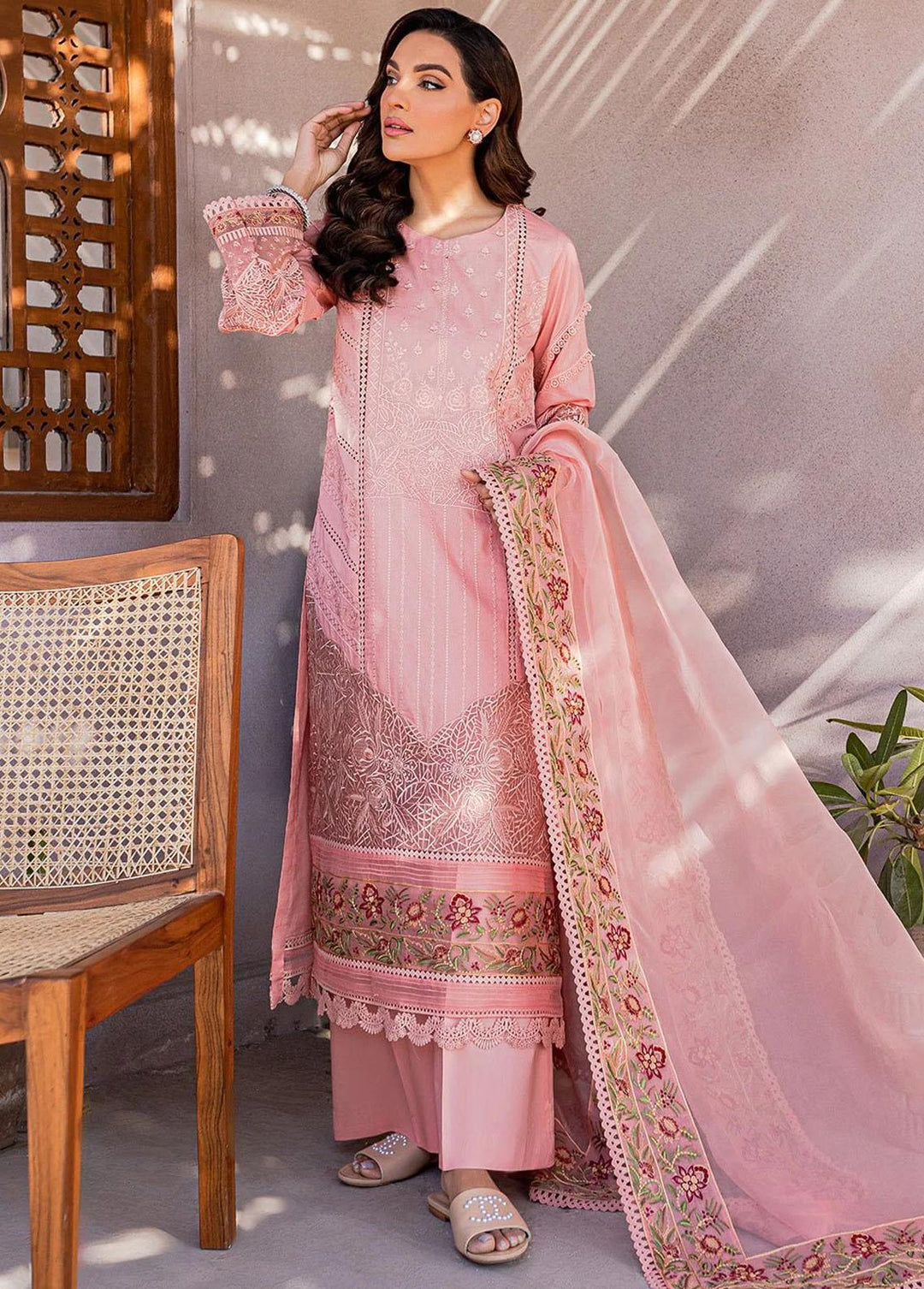 Zoya & Fatima Embroidered Lawn Suits Unstitched 3 Piece ZOF23L ZF-02 Azha - Luxury Collection