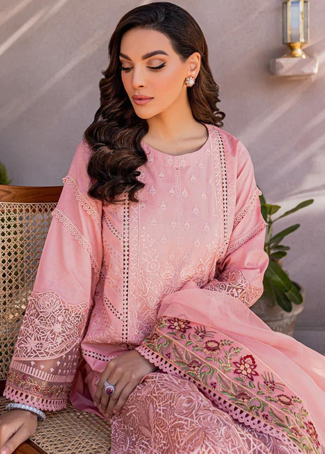 Zoya & Fatima Embroidered Lawn Suits Unstitched 3 Piece ZOF23L ZF-02 Azha - Luxury Collection