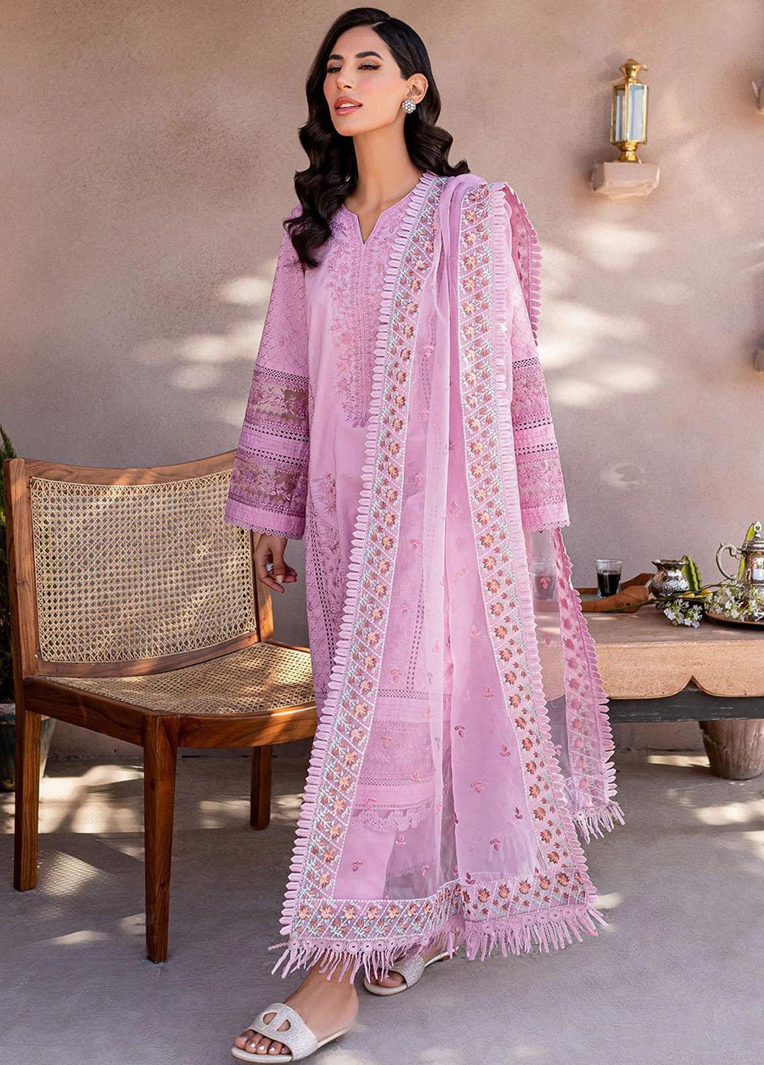 Zoya & Fatima Embroidered Lawn Suits Unstitched 3 Piece ZOF23L ZF-03 Sehr - Luxury Collection