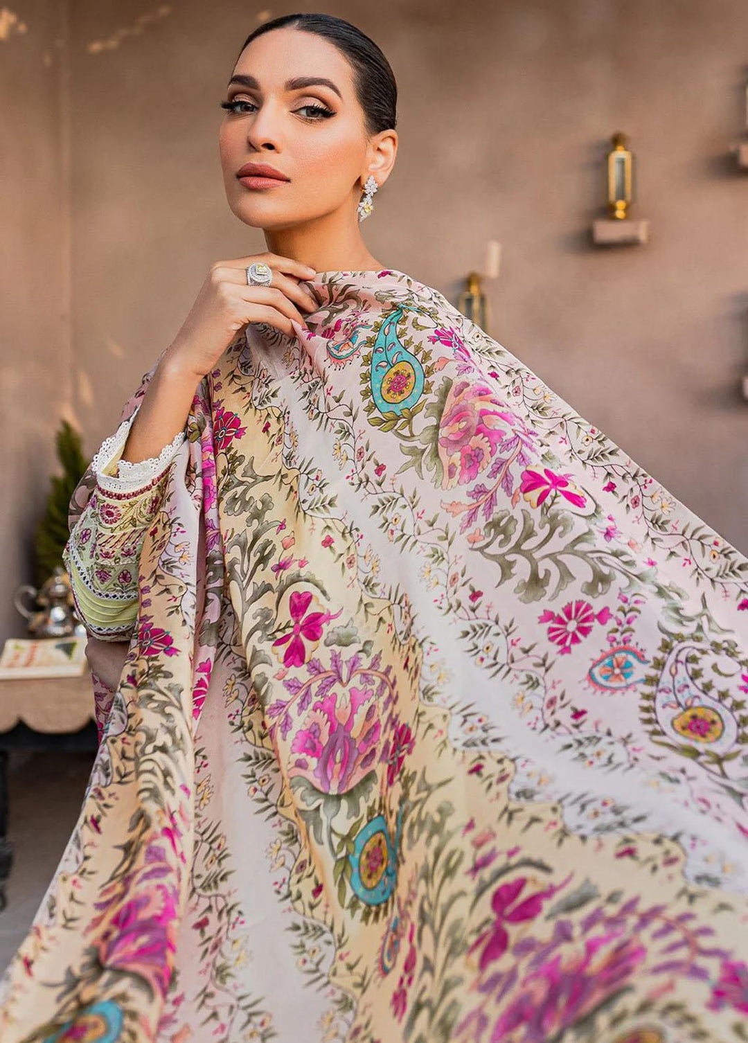 Zoya & Fatima Embroidered Lawn Suits Unstitched 3 Piece ZOF23L ZF-07 Meher - Luxury Collection