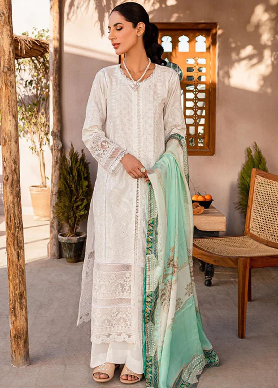 Zoya & Fatima Embroidered Lawn Suits Unstitched 3 Piece ZOF23L ZF-08 Azaya - Luxury Collection