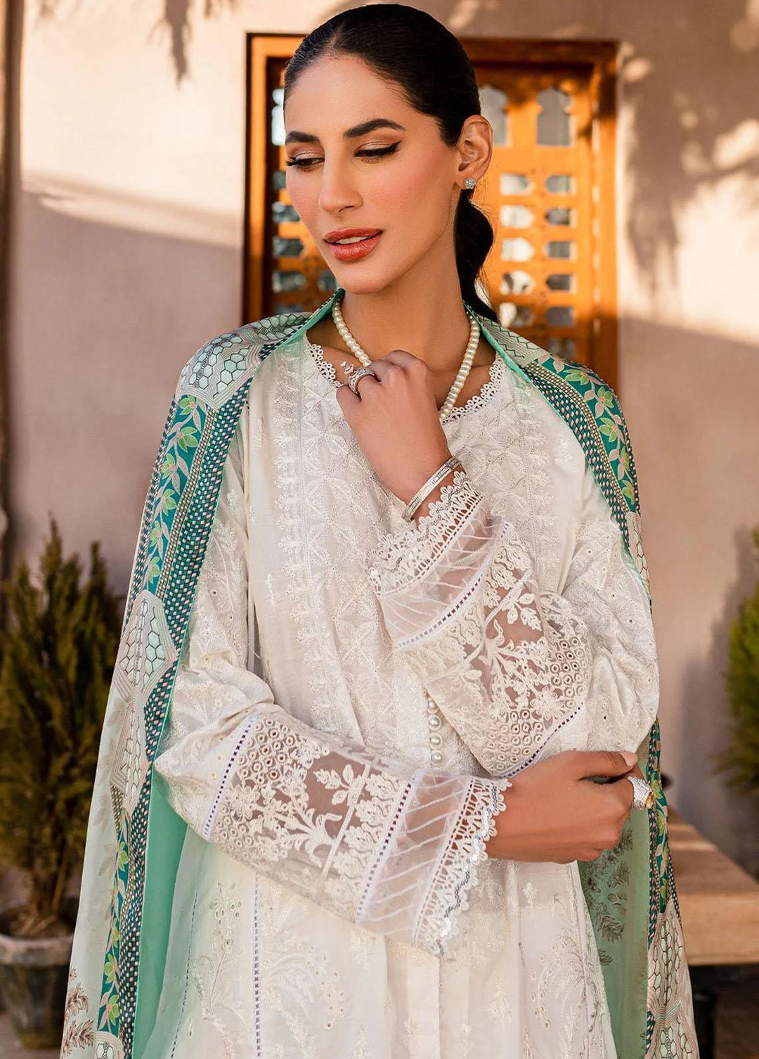 Zoya & Fatima Embroidered Lawn Suits Unstitched 3 Piece ZOF23L ZF-08 Azaya - Luxury Collection