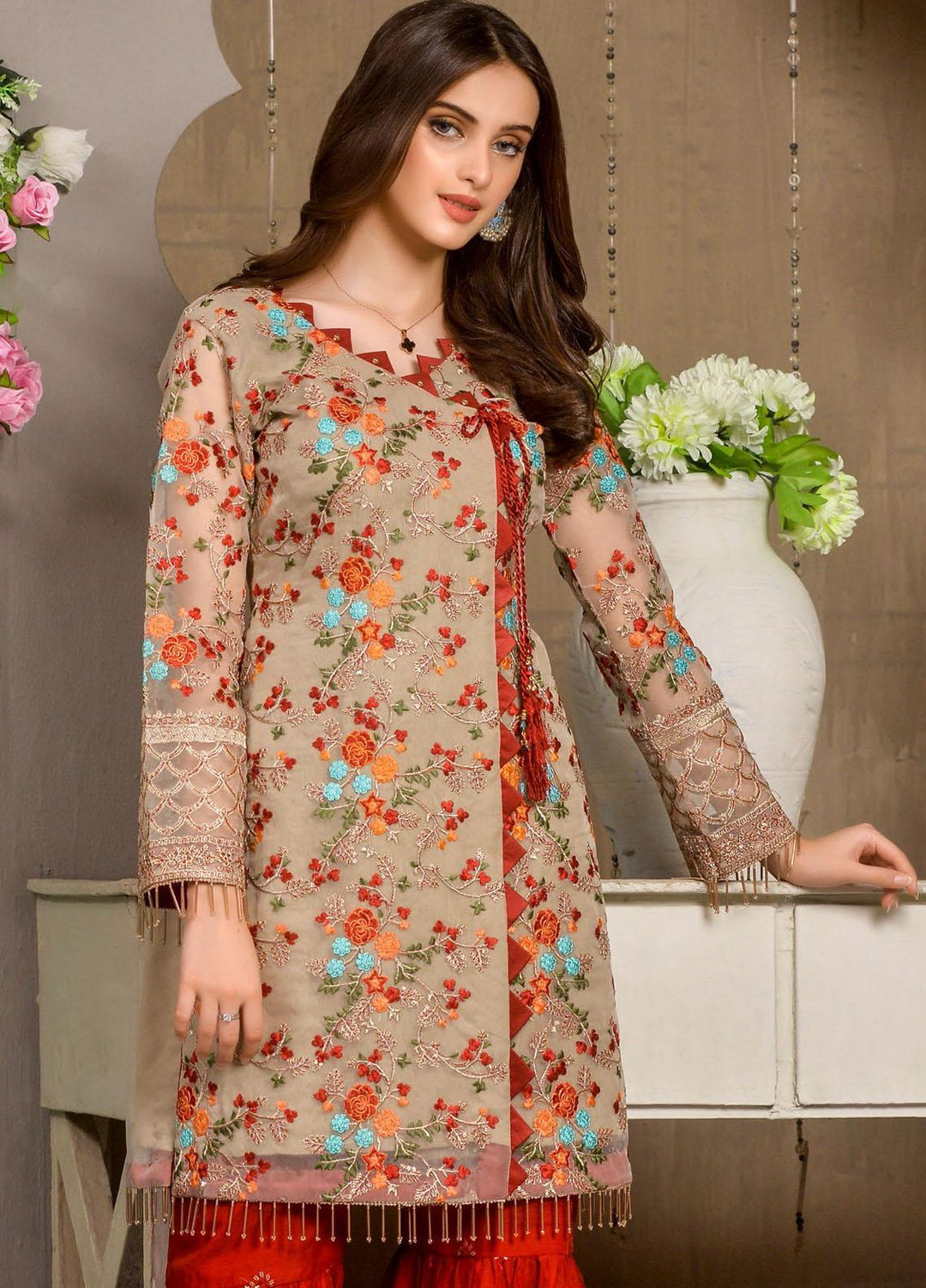 Zurr Signature by AB Textiles  Embroidered Chiffon Suits Unstitched 3 Piece AB21SC ZSLC-03 - Festive Collection