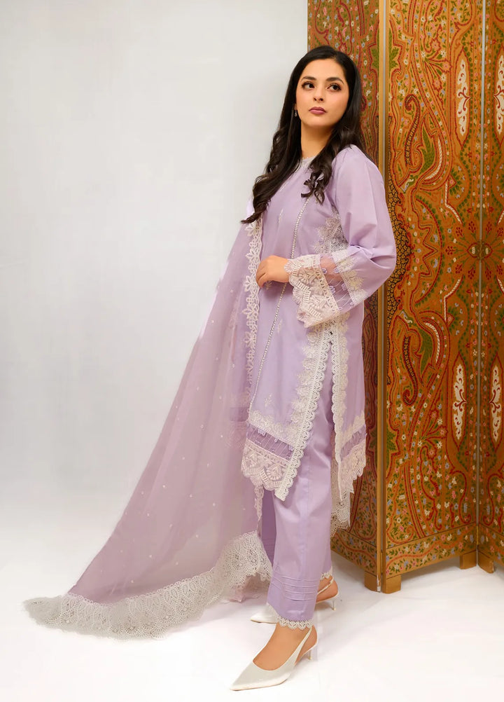 Zyna Embroidered Cambric Suits Unstitched 3 Piece D10-Iris - Summer Collection
