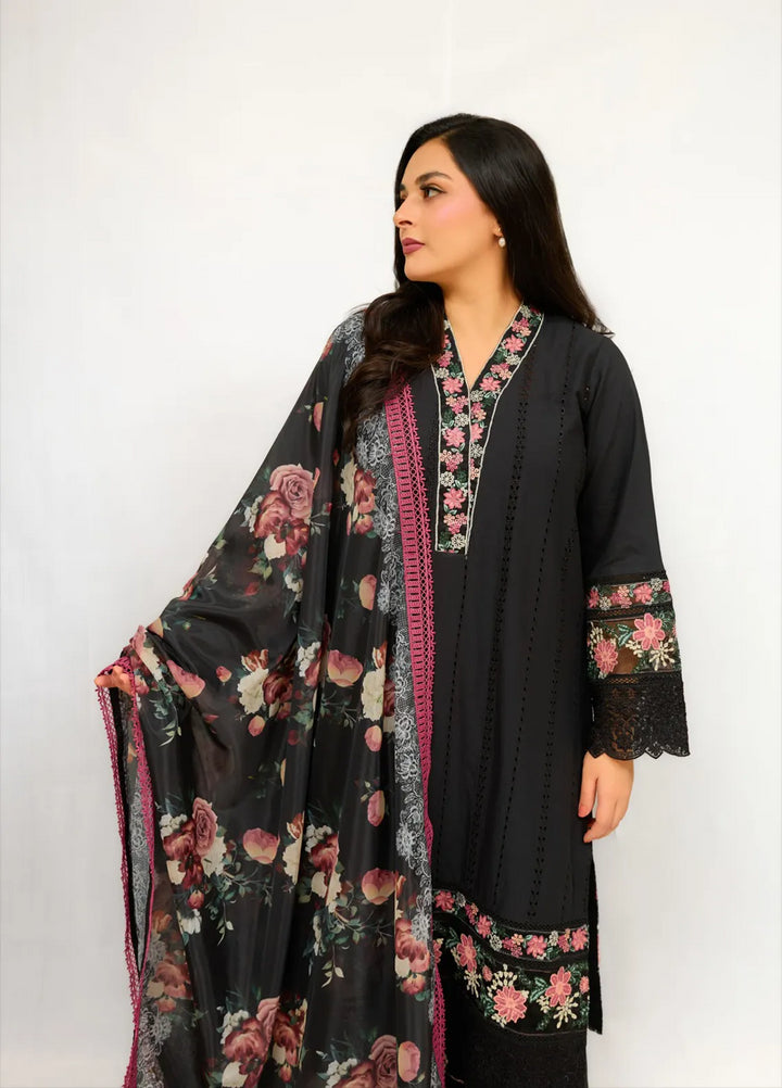 Zyna Embroidered Cambric Suits Unstitched 3 Piece D12-Cassia - Summer Collection