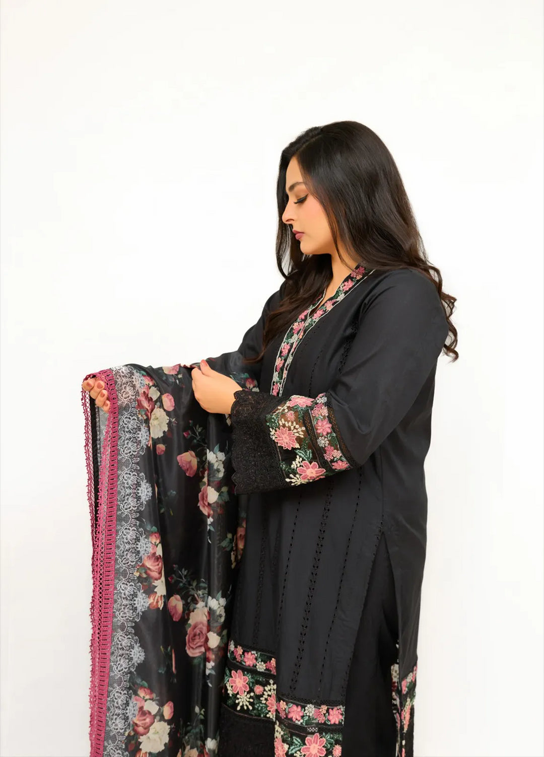 Zyna Embroidered Cambric Suits Unstitched 3 Piece D12-Cassia - Summer Collection