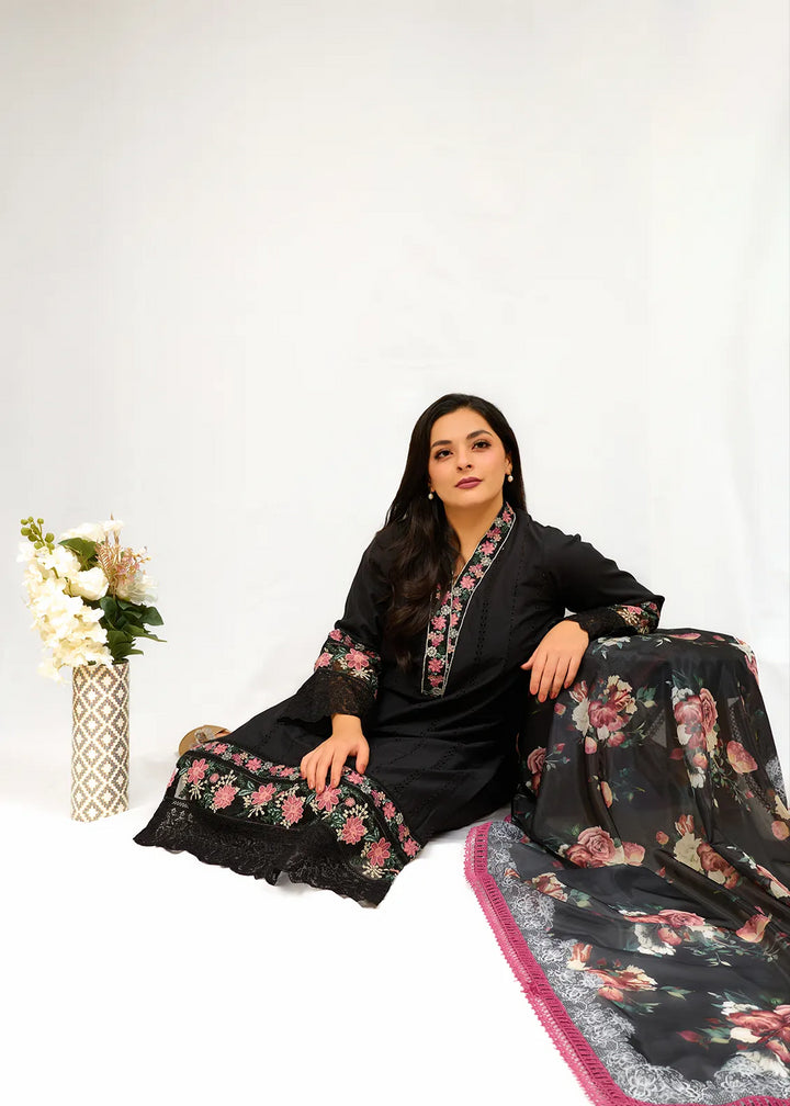 Zyna Embroidered Cambric Suits Unstitched 3 Piece D12-Cassia - Summer Collection