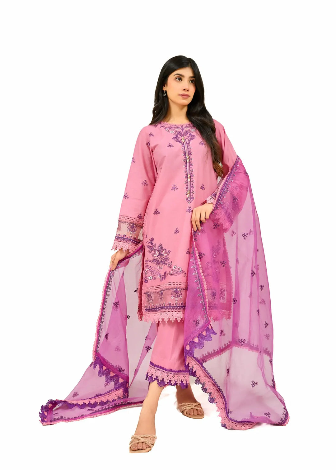 Zyna Embroidered Cambric Suits Unstitched 3 Piece D15-Ferya - Summer Collection